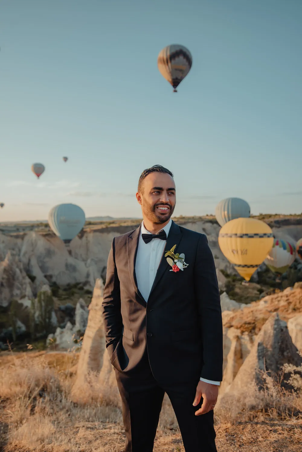 Couple portrait among Cappadocia's fairy chimneys