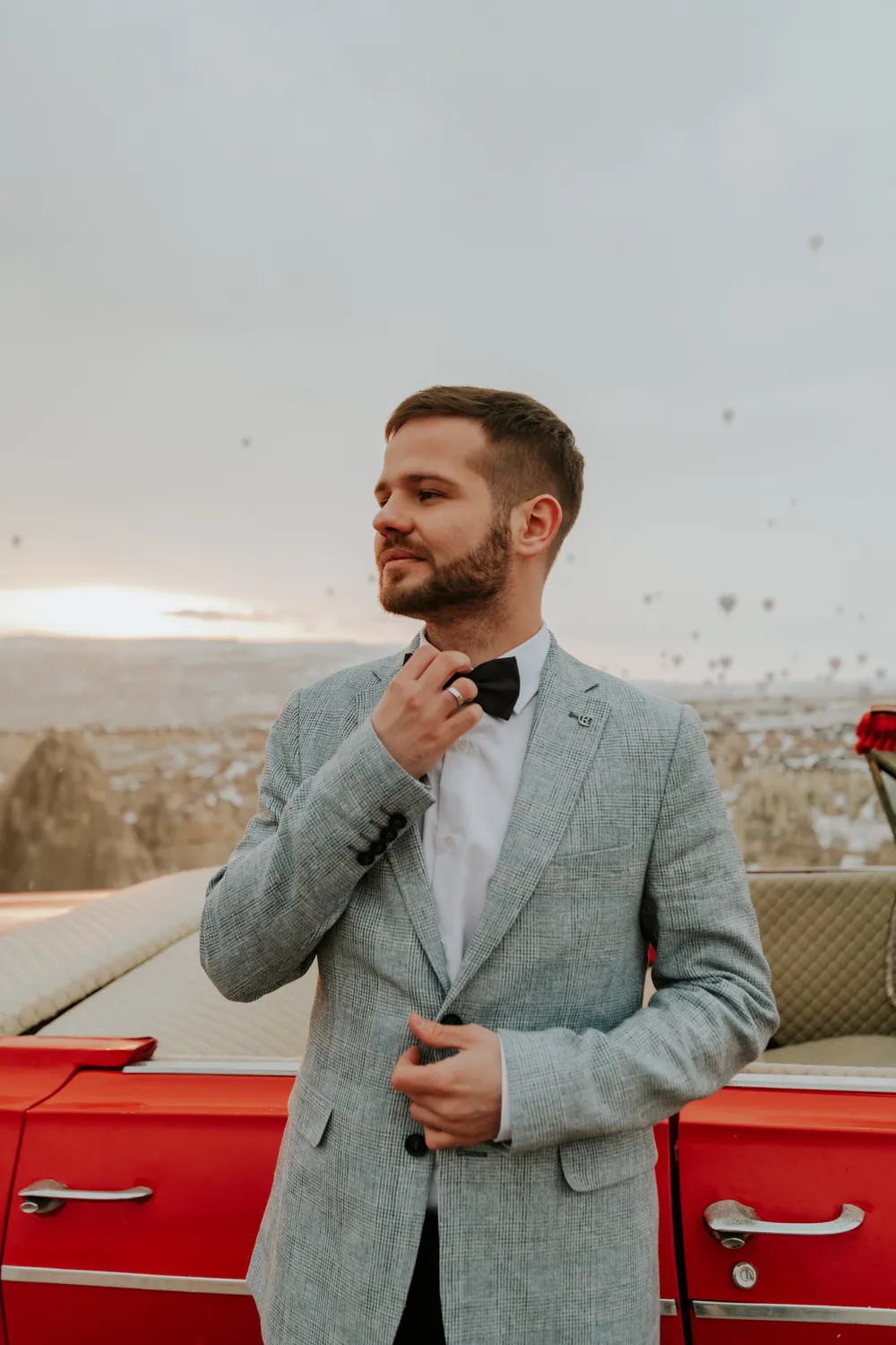 Portrait at first light over the Cappadocia valleys